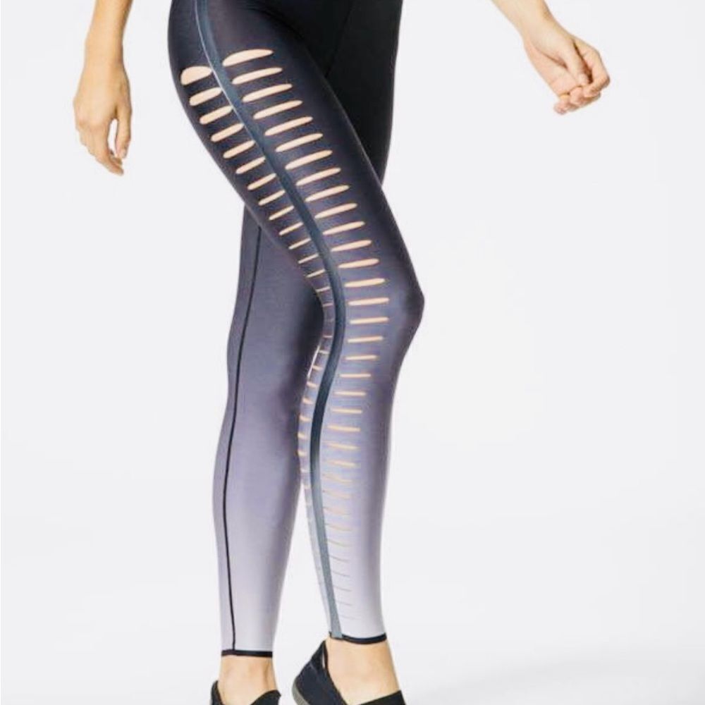 Ultracor Black and Gray Gradient Leggings with Ladder Cutouts